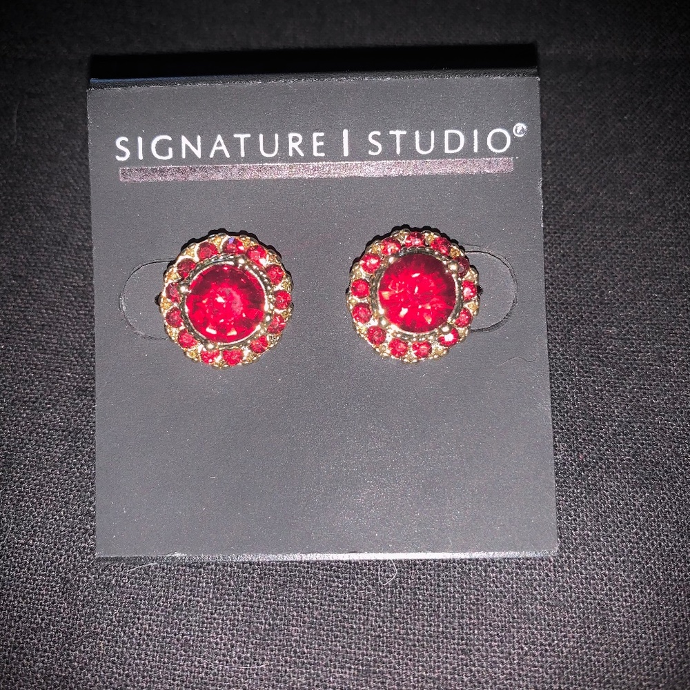 Ruby Colored Stud Earrings